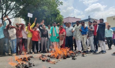 कृषि मंत्री का पुतला फूंका